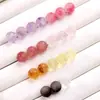 Cuentas Sueltas de Cristal Amarillo Morado Blanco DIY Pulsera de Cuentas de Cuarzo Rosa Pulsera de Obsidiana Plateada Cuenta Individual con Cuentas
