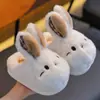 Chinelos de algodão de inverno para crianças, para meninos e meninas, quentes e felpudos, pelo de coelho, uso doméstico pai-filho, sapatos de algodão fechados para bebês