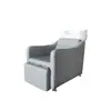 Cama de Lavado de Cabello con Elevación de Piernas Gris para Salón de Belleza, Cama de Masaje para Champú, Especial para Salón de Belleza y Barbería, Lavabo Cerámico Especial, Cama Semi-Reclinable con Ducha