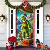 2026 Nueva Cortina de Puerta Navideña Bandera Decoración de Fondo del Monstruo Verde Grinch Navideño para Exteriores Tela Colgante Cubierta de Puerta
