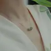 Colar de Jade Hetian Natural para Mulheres, Design de Nicho de Luxo Leve, Corrente de Clavícula Banhada a Prata da Moda, Não Desbota, Versátil, Atacado de Fábrica