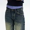 Jeans Vintage de Perna Larga para Mulheres, Tendência Outono/Inverno 2025 Novos Calças Retas Soltas com Caimento Baixo Comprimento Total