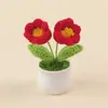 Girassol de Lã Transfronteiriço em Vaso Lírio-do-Vale Flor-Não-Me-Esqueça Tulipa Flor Artificial Ornamento Temporada Escolar Presente para Professor