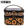 Comercio Exterior Transfronterizo Nuevo Mármol Portátil Transparente Estampado de Leopardo Doble Capa Bolsa de Cosméticos Impermeable Portátil Neceser Almacenamiento para Mujeres