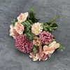 Simulado 7-Garras Cacho de Peônias Ricas para Casamento Decoração de Casa Arranjo, Rosas Hibisco, Enfeites de Flores Artificiais Transfronteiriços Atacado