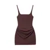 Nueva Ropa de Otoño e Invierno para Mujer, Estilo Sexy Francés Cuello Cuadrado Sin Mangas Ceñido a la Cadera con Lazo en la Cintura Vestido Chaleco Corto Midi