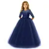 Vestido Infantil Más Vendido de Amazon con Mangas Largas, Adecuado para Edades 3-14, Vestido de Dama de Honor, Suministro Transfronterizo, Vestido de Princesa Europeo y Americano