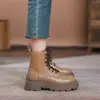 Botas Martin de Couro Macio Pretas com Solado Grosso Femininas 2026 Nova Coleção Primavera/Outono Estilo Britânico Bico Redondo Cano Curto Botas Individuais Tendência