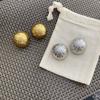 Pendientes Hemisféricos Nuevos de Alambre Dibujado con Textura de Corteza para Otoño e Invierno, Estilo Francés Retro de Nicho para Mujer, Pendientes Semicirculares con Textura Plisada