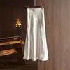 Nueva Falda Midi Elegante Estilo Chino Nacional Acetato 2025 Nuevo Diseño Jacquard Retro Cintura Alta Adelgazante Falda con Abertura