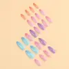 Unhas Usáveis de Bolinhas Degradê Manicure Dopamina Fresca Estilo Verão Longas Amêndoa Rosa Azul Roxo Laranja Degradê Unhas Postiças