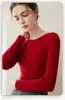 Prenda de una pieza a rayas sin costuras 100% cachemira otoño e invierno nuevo estilo suéter de punto de manga corta larga de cuello redondo para mujer