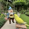 Modelo Nuevo Transfronterizo de Alimentador de Pájaros de Gnomo Peculiar, Adorno de Artesanía de Resina para Decoración Exterior de Patio y Jardín