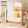 Espejo de maquillaje, para uso doméstico, espejo de tocador para dormitorio, espejo de escritorio para dormitorio de estudiante, espejo de tocador de madera retro, espejo de belleza