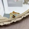 Anel Aberto Flor de Óleo Gotejando Trevo Feminino Retrô Luxo Acessível Sensação de Alto Padrão Medieval Exquisito Design de Nicho Anel