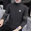 300g Veludo Alemão Outono/Inverno Veludo Escovado Dupla Face Gola Alta Manga Longa Camada Base Masculina Quente Roupas de Outono Camiseta
