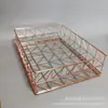 Caja de Archivo de Hierro Forjado Creativa para Mesa Apilable Caja de Almacenamiento Caja de Almacenamiento Caja de Almacenamiento Rosa / Dorado Claro