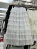 Falda de Malla Francesa de Cintura Alta Multicapa Estilo Pastel para Mujer Primavera 2026 Nueva Favorecedora y Versátil Falda de Corte A