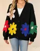 Amazon AliExpress 2026 Novo Europeu e Americano Colorido Flor Pequena Grossa Doce Fresco Estilo Fofo Jaqueta Suéter