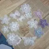 (Preço único) Borda de Renda Floral Bordada em Organza com Contas Tridimensionais para Vestido de Casamento DIY, Roupas e Materiais para Diário