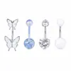 Anillo para Ombligo de Mariposa Más Vendido de Amazon, Anillo para Ombligo de Plástico Transparente con Brillo, Set de Joyería para Piercing de Acero Inoxidable