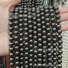 Contas Soltas de Pérola Imitação, Contas de Concha Preta, Contas Redondas, Contas Pretas Galvanizadas, Acessórios para Joias DIY, Produtos Semi-Acabados no Atacado