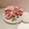 Flor para el Pelo de Cola de Caballo Baja Elegante Textura de Alta Gama Color Sólido Casual Anillo de Intestino Grande Moda Elegante Retro Coreano Goma para el Pelo