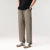 Pantalones Casuales de Seda Helada Estilo Americano para Hombre, Nuevos de Verano 2026, Ligeramente Curvos, Caídos, Pierna Recta Ajustada de Algodón