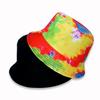 Sombrero de Pescador de Copa Plana de Color Arcoíris a Juego de Doble Cara Japonés y Coreano para Hombre y Mujer, Sombrero para el Sol Combinable de Siete Colores