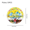 Platos de Papel para Fiesta de Bob Esponja Transfronterizos Vajilla Temática para Cumpleaños Infantil Platos de Papel Servilletas de Papel Mantel Suministros de Decoración