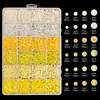 Caja de 24 compartimentos de fondo plano con perlas de imitación AB, diamantes de resina de fondo plano AB, kit de parches de joyería DIY para uñas y funda de teléfono
