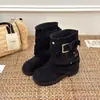 Botines cortos súper populares para mujer, nuevos botines de verano vintage de media pantorrilla con tacón alto grueso, botas estilo caballero Martin que estilizan