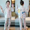 Pijama para niños, para niños, algodón peinado, manga larga, diseño lindo de dibujos animados, nuevo estilo primavera y otoño, conjunto de ropa para casa para niños mayores