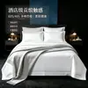 Sateen de poliéster-algodão 60Sx40S para hotel, branco puro, com bordas franjadas, fronhas, capas de edredom, lençóis de cima e lençóis com elástico, vendidos individualmente em quantidades de atacado