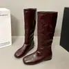2026 Nuevas Botas Altas de Mujer para Primavera y Otoño, con Puntera Cuadrada, Tacón Alto y Cuña Oculta, Botas de Montar Elegantes Versátiles de Corte Ajustado