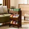 Carrito de cocina de madera maciza de primera calidad, estante de almacenamiento, cesta multicapa móvil para frutas y verduras, estante de almacenamiento para aperitivos