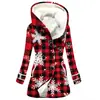 Casaco Trench Coat Feminino 2023 Novo, Quente para o Inverno, Estilo Europeu e Americano, Patchwork Colorido, Com Capuz, Venda Quente Transfronteiriça, Atacado