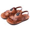 Sandálias Masculinas 2024 Verão Novas Casuais Sapatos de Praia Sandálias e Chinelos Solado Macio Almofada de Látex Sandálias de Couro de Verão para Pai