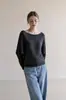 Nova coleção de outono: Suéter de tricô grosso, cor sólida, modelagem solta, de um ombro só, estilo francês, relaxado e casual, para mulheres
