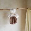 Estilo Coreano ins Niñas Bebé Top de Manga Corta con Burbujas + Conjunto de Dos Piezas con Tirantes de Encaje Combinable Algodón Fino Traje para Escalar