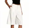 Roupas femininas transfronteiriças europeias e americanas, shorts de terno simples de cor sólida, moda de verão versátil elegante para o trabalho casual, shorts soltos de comprimento até o joelho