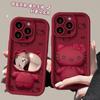 Soporte de espejo de gatito para funda de teléfono Apple 14 nuevo iPhone15pro caricatura 8p todo incluido suave