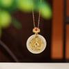 Yilu plata S925 plata esterlina chapado en oro jade Hetian ocho dioses guardianes colgante hebilla de la paz retro estilo nacional colgante Ruyi