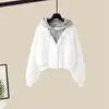 Sudadera con capucha y diseño único de dos piezas falsas para niños mayores, nueva chaqueta cárdigan fina de manga larga para primavera y otoño