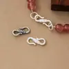 Prata pura S925 maciça vintage fecho de gancho S fecho de fecho conta gancho S acessório DIY para conector de pulseira e colar