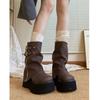 Pantalones de cabeza grande tubo botas de mujer dulce viento fresco botas de pila fondo grueso muffin botas occidentales pero rodilla moda botas de caballero de tacón alto
