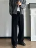 Calça Social Lisa de Cor Sólida com Textura Floral de Alta Qualidade, Corte Reto Regular, para Primavera e Verão, Solta, Casual, Anti-Pilling, Perna Larga, Tendência