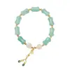 Nuevo Estilo Chino Pulsera Natural de Seda Dorada y Jade Tiandongling Jade Rústico Bolsa de Dinero Círculo Único Jade de Gobi de Alto Grado Cadena de Mano Cuentas de Buda