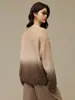 Tie-dye gradient cashmere wool brushed knit sweater top for women, autumn and winter, thick, round neck, knitwear, early autumn inner layer, base layer