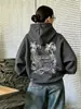 Talla europea transfronterizaPatrón de Palmera de Playa Paraíso Sudadera con Capucha de Lana Y2K Deportiva Holgada de Cuello Redondo para Mujer